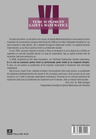 Teme supliment Gazeta Matematica. Clasa a VI-a - Ion Cicu, Radu Gologan, Cosmin Manea, Alexandru Negrescu, Dragos Petrica, Adrian Turcanu [1]