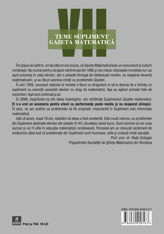 Teme supliment Gazeta Matematica clasa a VII-a - Petru Marian Braica, Adrian Bud, Ion Cicu, Radu Gologan, Alexandru Negrescu [1]