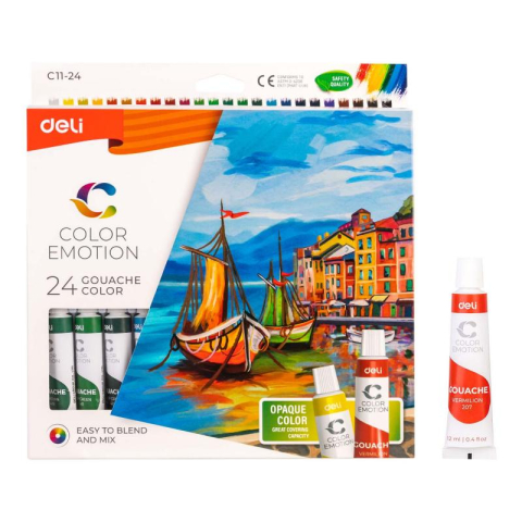Acuarele școlare și Tempera - Tempera 24 culori 12ml Deli