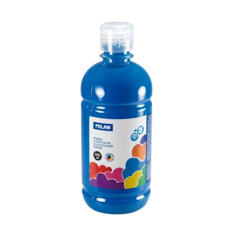 Acuarele și pensule școlare - Tempera 500 ml Milan albastru deschis