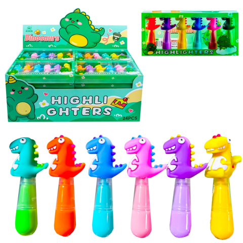 Instrumente de scris - Textmarker 6 culori/set Dinozaur