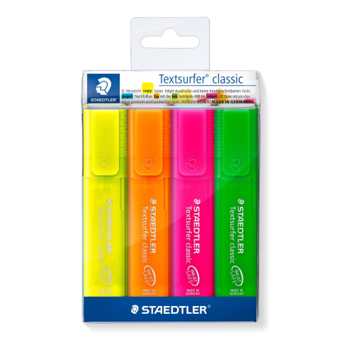 Rechizite școlare - Set 4 textmarkere Classic Pastel varf tesit 1-5 mm Staedtler