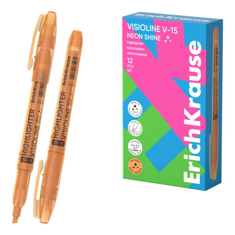 Noutăți Librăria Compas - Textmarker ErichKrause Visioline V-15 Neon Shine portocaliu