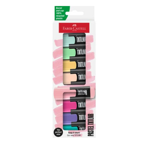 Birotică și accesorii birou - Set 8 textmarkere mini pastel Faber-Castell varf tesit 1-5 mm