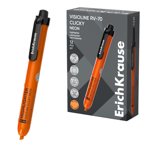 Noutăți Librăria Compas - Textmarker retractabil ErichKrause Visioline RV-70 portocaliu neon
