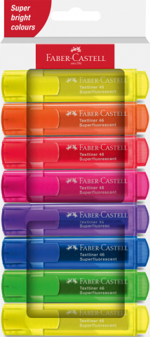 Markere și textmarkere - Set 8 textmarkere superfluorescente Faber-Castell varf tesit 1-5 mm