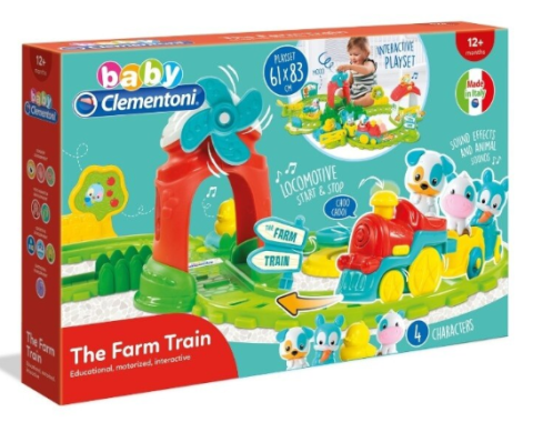 Jucării interactive și tematice - Trenulet interactiv Clementoni Baby The Farm Train cu accesorii ferma