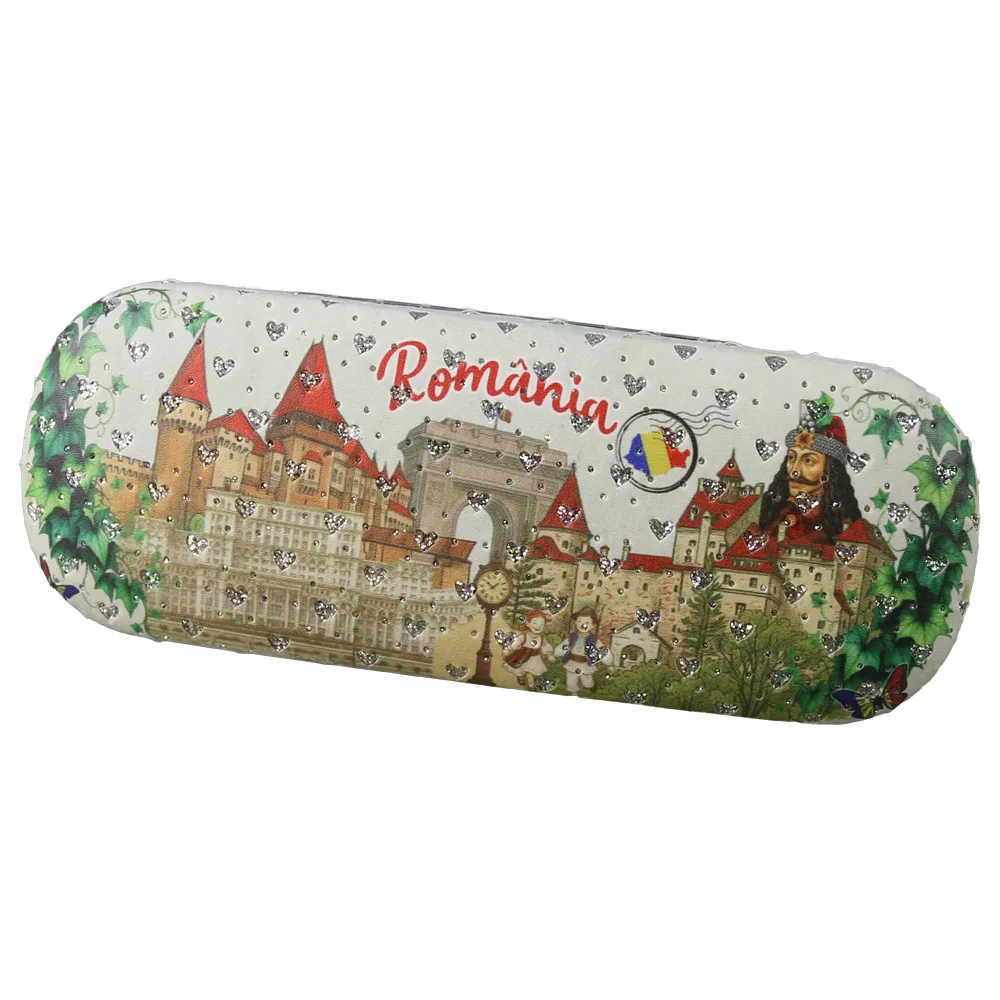 Casă și decorațiuni - Toc ochelari Romania 16x6 cm Castelul Bran cu laveta