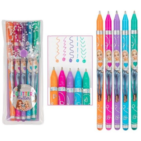 Rechizite școlare - Set 5 pixuri cu gel sclipici TOPModel