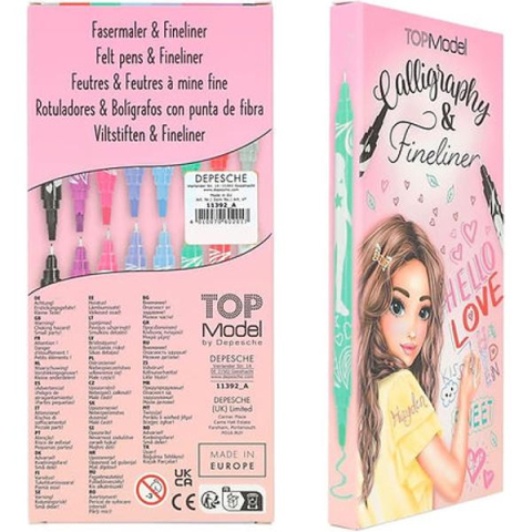 Rechizite școlare - Set 8 finelinere pentru caligrafie cu doua capete TOPModel