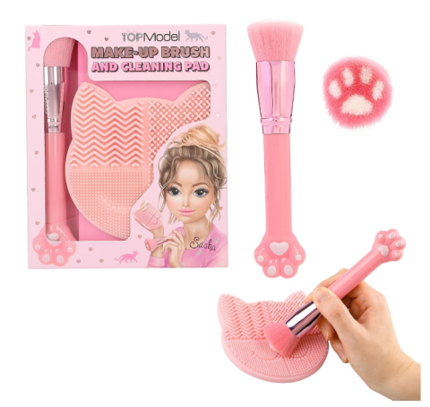 Set pensula de machiaj si suport pentru curatare TOPModel roz [1]