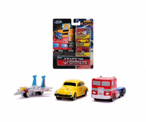 Mașinuțe de jucărie - TRANSFORMERS SET 3 NANO MASINUTE METALICE 4CM