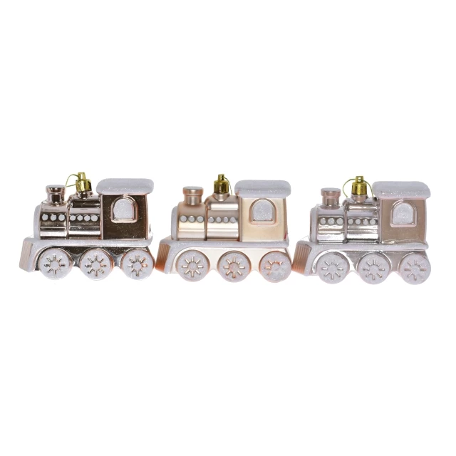 Decorațiuni și articole de Crăciun - Trenulet din plastic cu agatatoare 3/set 10 cm rose gold