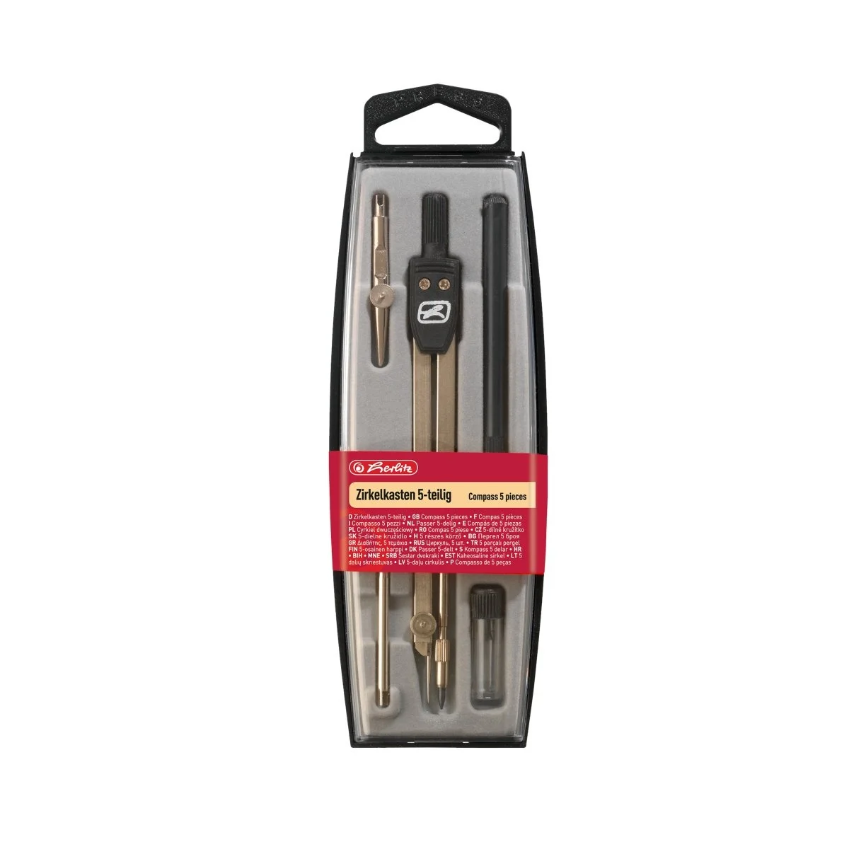 Accesorii geometrie și matematică - Trusa compas set 5 piese Herlitz