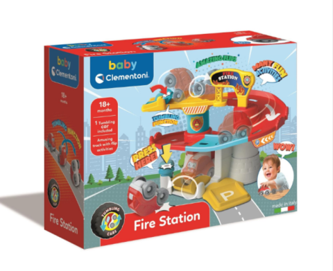 Mașinuțe de jucărie - Set de joaca Clementoni Baby Fire Station 2 statii cu masinuta 18m+