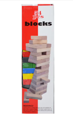 Jocuri de construcție și cuburi - Joc Turnul Cazator din lemn multicolor 54 piese Robentoys
