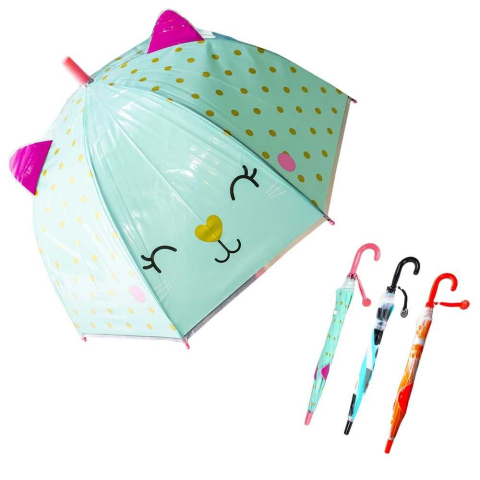 Accesorii școlare - Umbrela copii cu desene animalute 70 cm culori diferite
