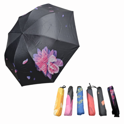Rechizite școlare - Umbrela pliabila cu husa 93x64/24cm flori
