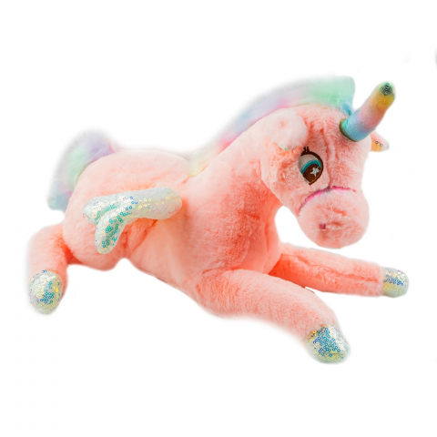 Jucării și jocuri - Unicorn din plus 40 cm portocaliu