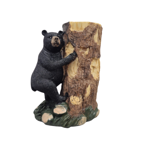 Souvenir România - Suport pix Urs rasina cu scoarta copac