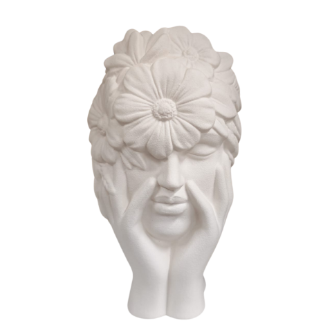 Vaze decorative - Vaza ceramica femeie cu flori 11x22 cm