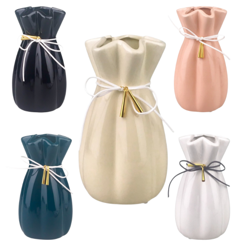 Vaze decorative - Vaza ceramica cu snur 10x15 cm diverse culori