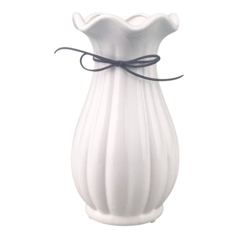 Vaza ceramica cu dungi si snur 24 cm diverse culori [3]