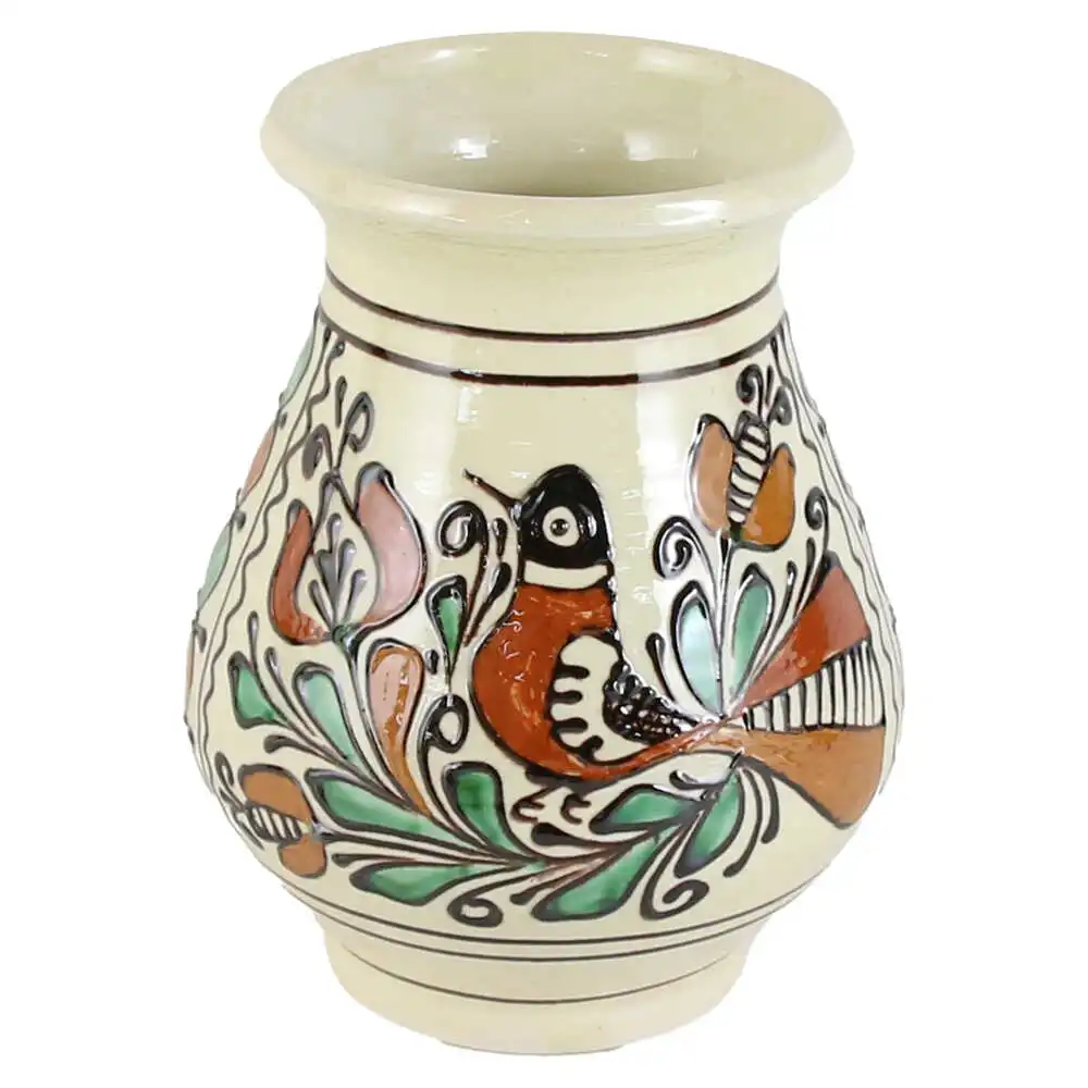 Vaza ceramica de Corund 12 x 15 cm pictat cu motive traditionale [3]