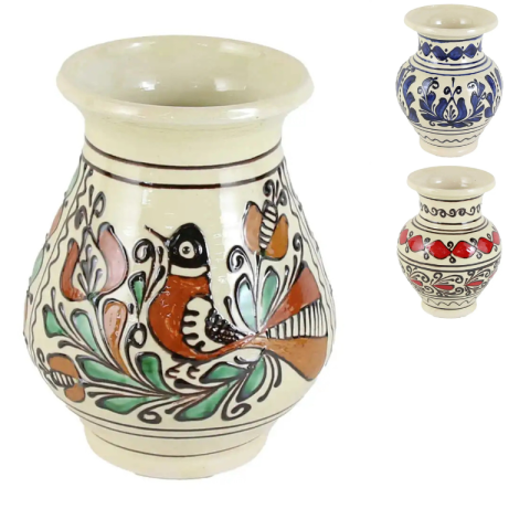 Vaze decorative - Vaza ceramica de Corund 12 x 15 cm pictat cu motive traditionale