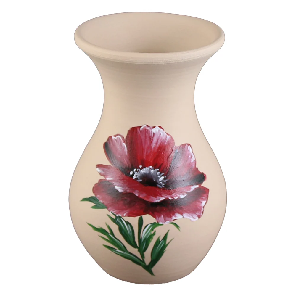 Casă și decorațiuni - Vaza din ceramica pictata manual 10x15 cm Mac de camp