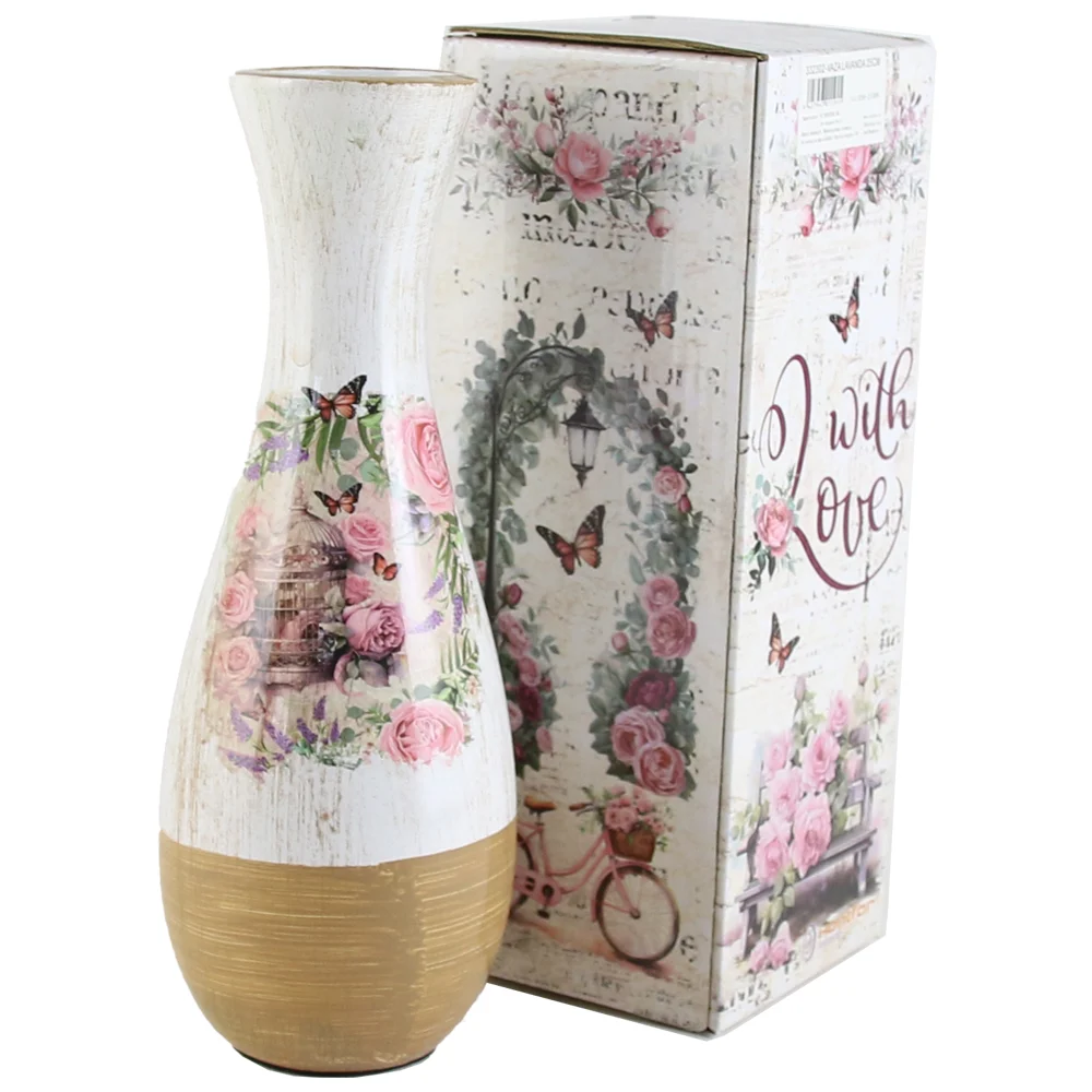 Vaze decorative - Vaza din ceramica 11x29 cm Roses in cutie decorativa