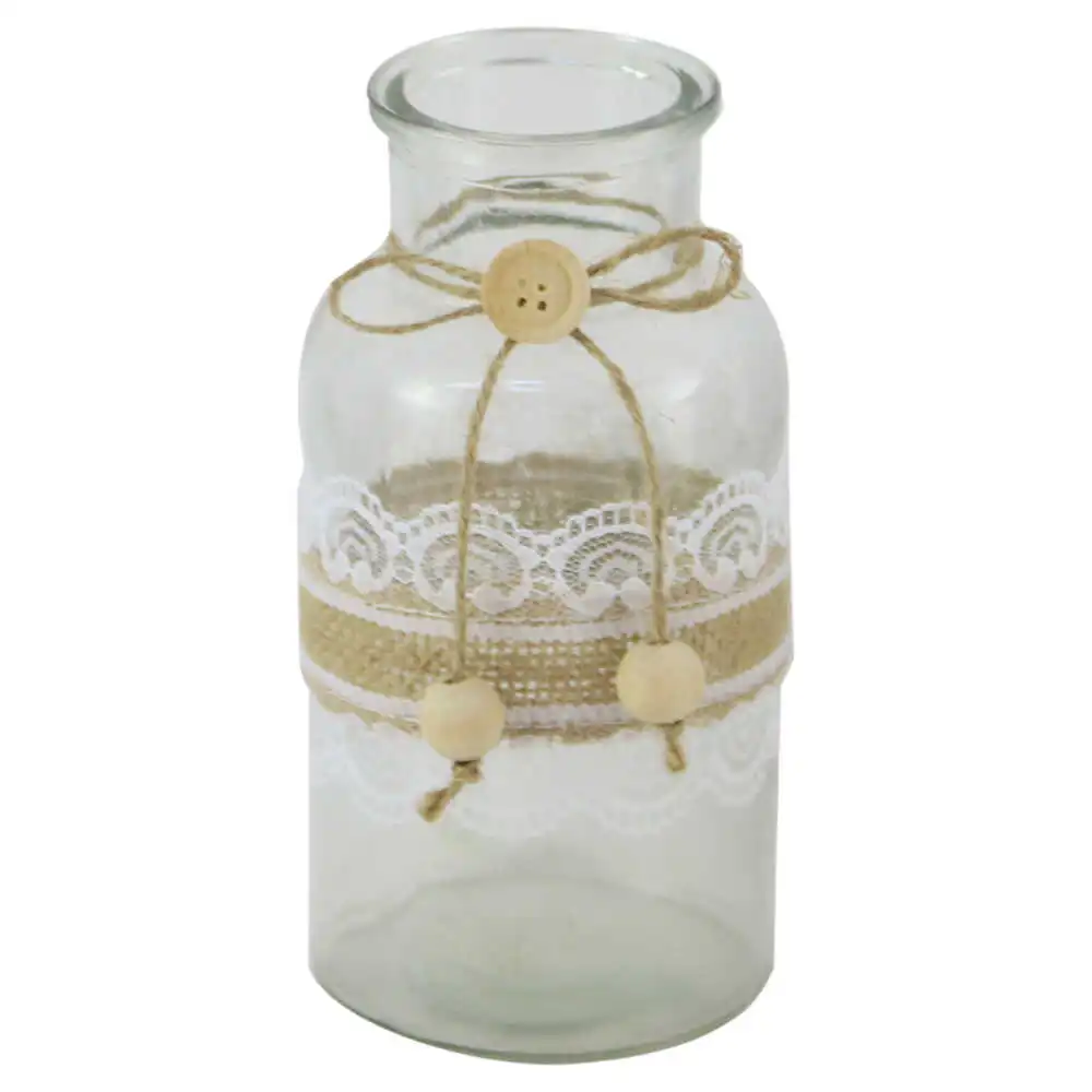 Vaze decorative - Vaza din sticla cu dantela 8x16 cm