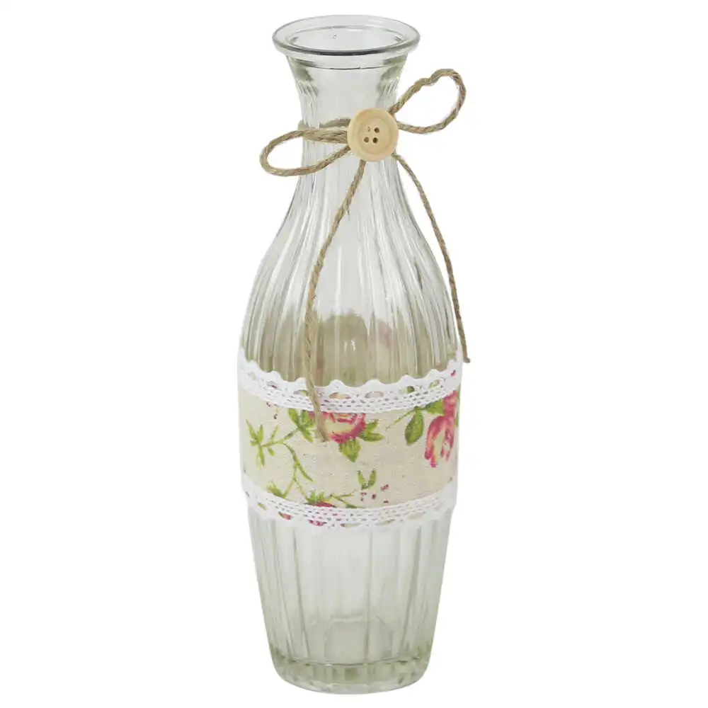 Vaze decorative - Vaza din sticla cu dantela florala 8x23 cm