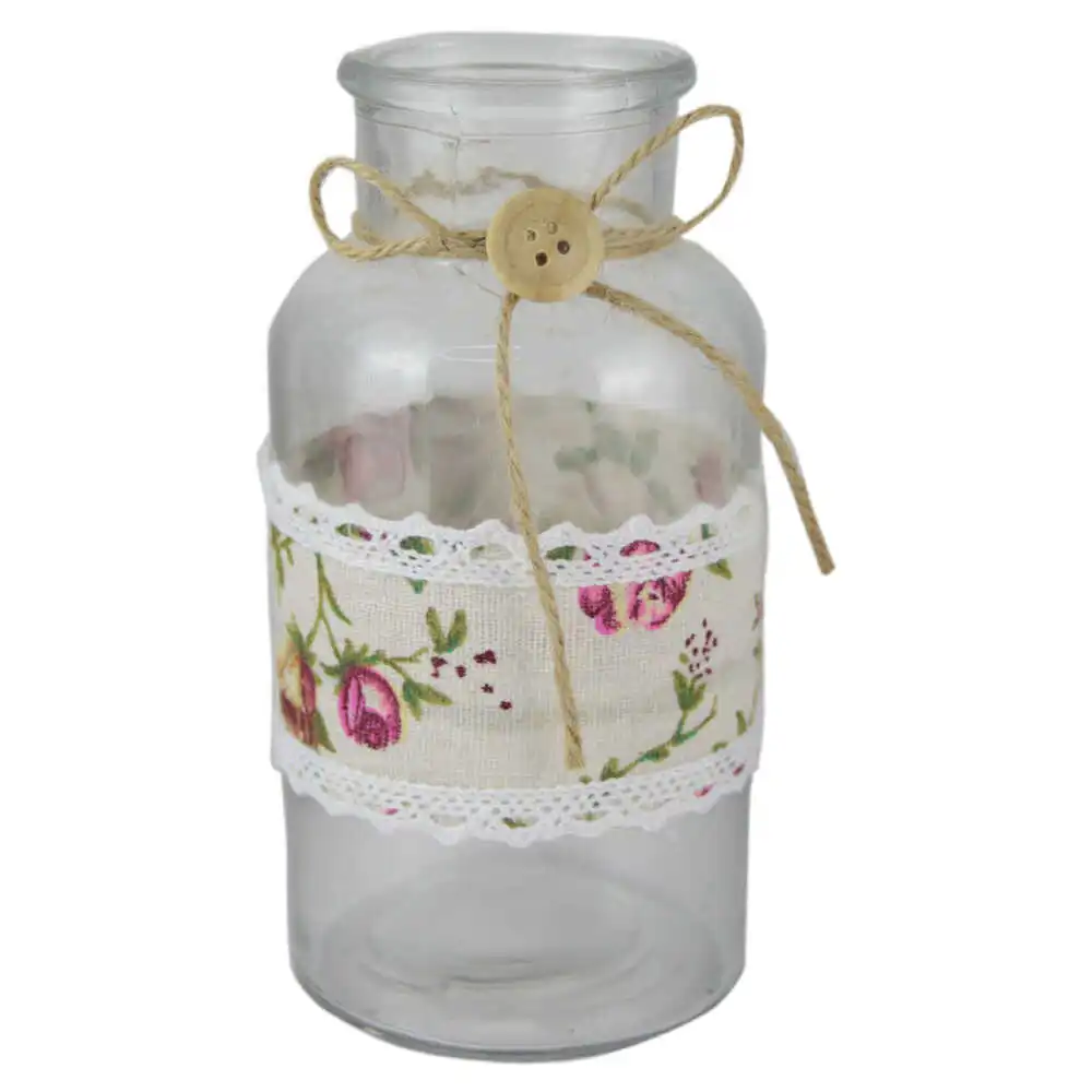 Vaze decorative - Vaza din sticla cu dantela florala 8x16 cm