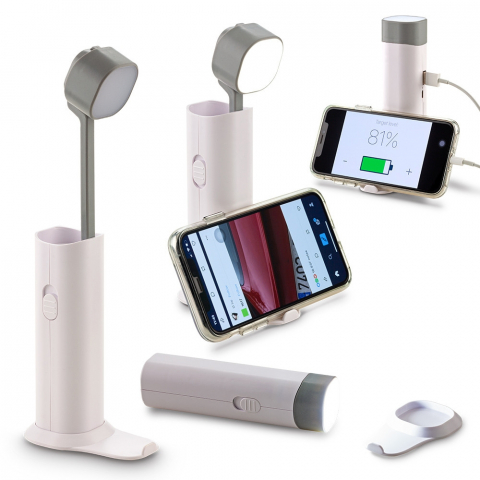 Veioza birou multifunctionala 4 in 1 cu suport telefon, lanterna si baterie externa [0]