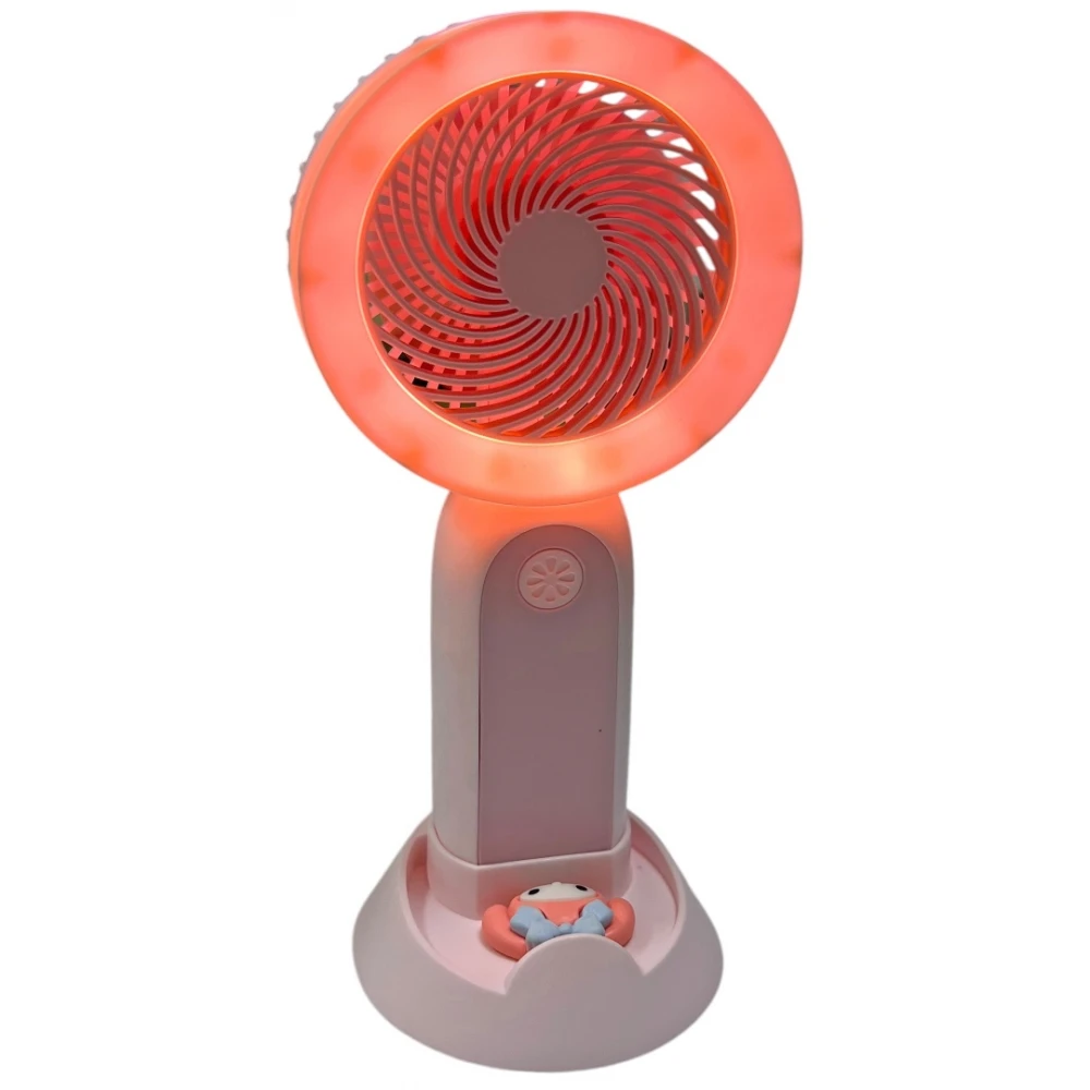 Ventilator reincarcabil cu USB si lumina 8.5 x 7.5 x 18.5cm roz [1]