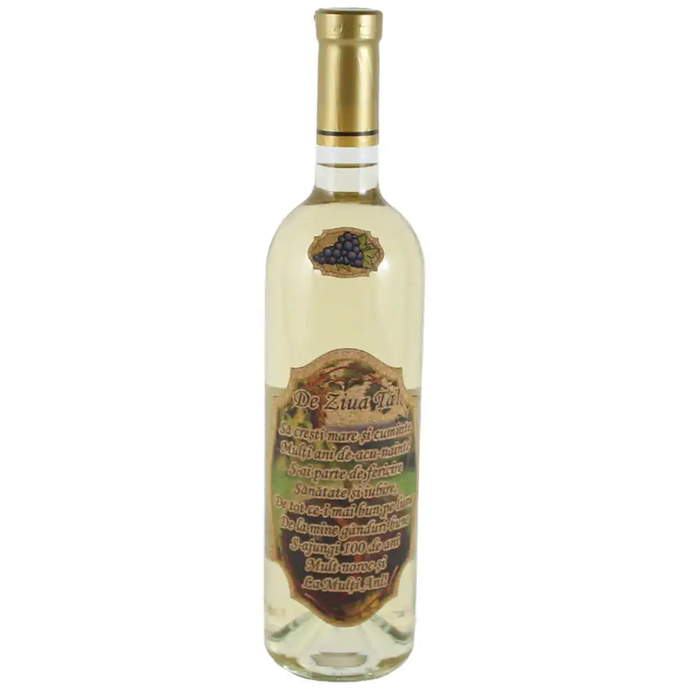 Casă și decorațiuni - Vin alb 750 ml „De ziua ta! Sa cresti mare…” cu eticheta din pluta