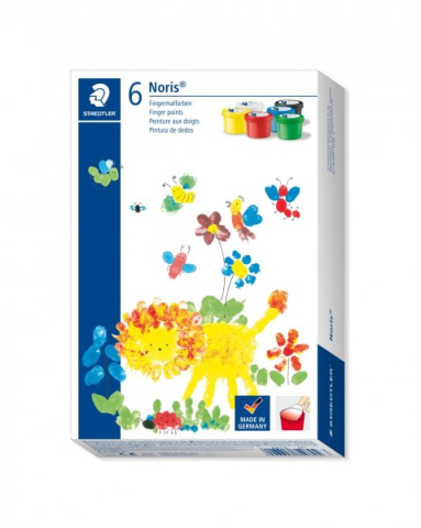 Acuarele și pensule școlare - Vopsea pentru pictat cu degetele 6 culori/ Noris Staedtler