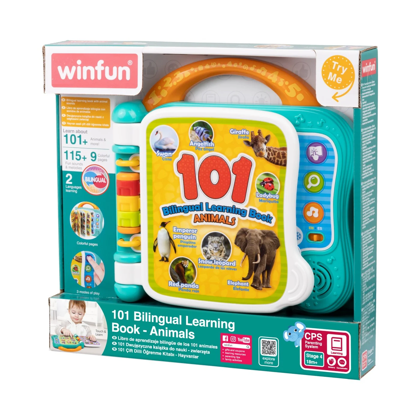 Jucării interactive și tematice - Winfun Carticica bilingva pentru invatarea animalelor