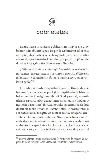 Actioneaza si gandeste ca un maestru zen. Traieste in prezent, cultiva simplitatea, practica bunavointa [5]