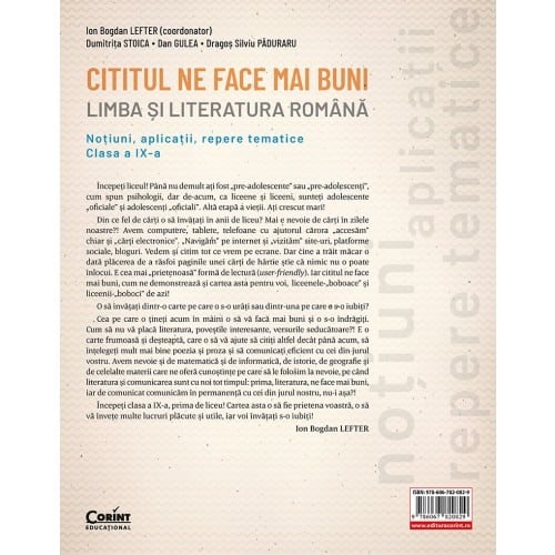Cititul ne face mai buni.Limba si literatura romana. Notiuni, aplicatii, repere tematice. Clasa a IX-a [2]