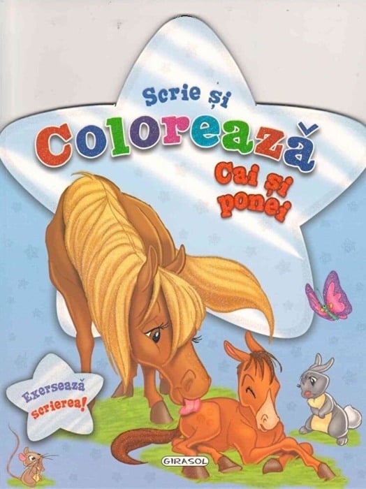 Scrie si coloreaza cai si ponei - bleu [1]