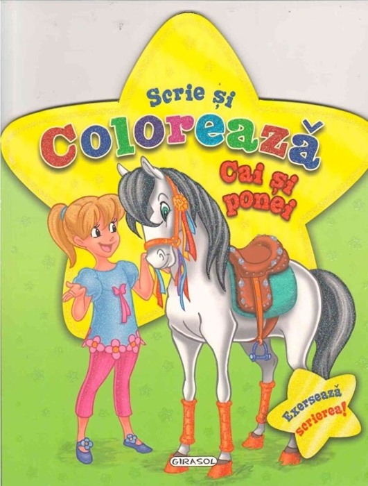 Scrie si coloreaza cai si ponei - verde [1]