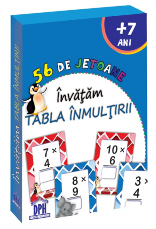 Activitati si jocuri pentru copii - 56 de Jetoane - Invatam - Tabla inmultirii