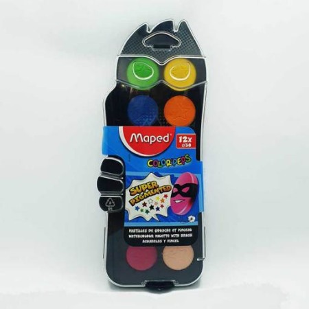 Pictura si desen - Acuarele Maped Color'Peps, 30 mm, 12 culori/set + pensula