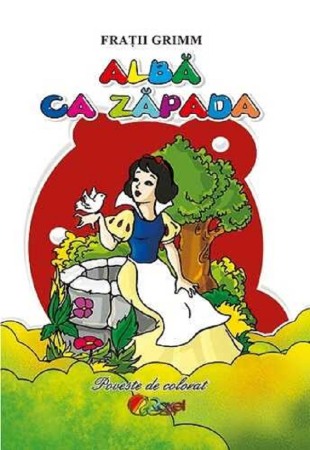 Carti de colorat - Alba ca Zapada. Poveste de colorat