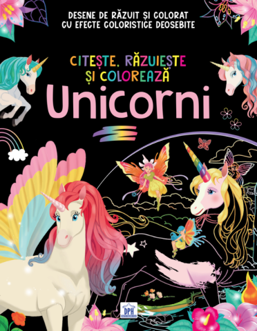 Activitati si jocuri pentru copii - Citeste, razuieste si coloreaza - Unicorni