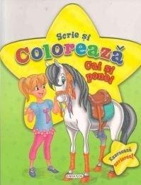 Carti de colorat - Scrie si coloreaza cai si ponei - verde