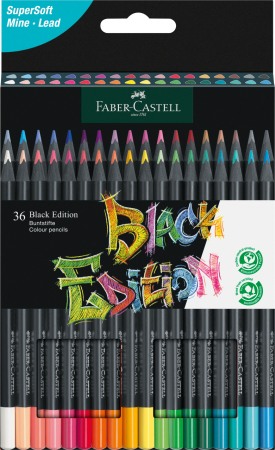 Instrumente de scris si corectura - Set 36 creioane colorate - Faber-Castell - SuperSoft Lead - Black Edition