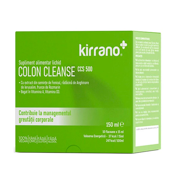 Detoxifiere si slabit - Colon Cleanse, 10 Flacoane, Detox Colon 10 Zile, Anghinare Ierusalim + Fenicul + Rozmarin, Tranzit